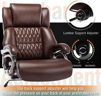 Big and Tall 400lbs Office Chair - Adjustable Lumbar Support Quiet Rubber Wheels Heavy Duty Metal Base, High Back Large Executive Computer Desk, Thick Padded Ergonomic Design for Back Pain (Black)