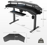 EUREKA ERGONOMIC Gaming Desk, Standing Desk w Keyboard Tray.