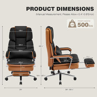 Furniliving Big and Tall Office Chair 500lbs, High Back Executive Leather Office Chair with Footrest.