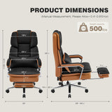 Furniliving Big and Tall Office Chair 500lbs, High Back Executive Leather Office Chair with Footrest.