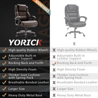 Big and Tall 400lbs Office Chair - Adjustable Lumbar Support Quiet Rubber Wheels Heavy Duty Metal Base, High Back Large Executive Computer Desk, Thick Padded Ergonomic Design for Back Pain (Black)