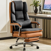 Furniliving Big and Tall Office Chair 500lbs, High Back Executive Leather Office Chair with Footrest.