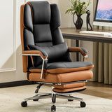 Furniliving Big and Tall Office Chair 500lbs, High Back Executive Leather Office Chair with Footrest.