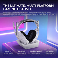 Logitech G Astro A50 X Omni-Platform Wireless Gaming Headset + Base Station for PS5, Xbox, PC: PLAYSYNC Video & Audio Switcher, HDMI 2.1 4K 120Hz VRR, &lt;24 bit/48 kHz, 24hr Battery, 2.4GHz & BT - Black