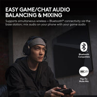 Logitech G Astro A50 X Omni-Platform Wireless Gaming Headset + Base Station for PS5, Xbox, PC: PLAYSYNC Video & Audio Switcher, HDMI 2.1 4K 120Hz VRR, &lt;24 bit/48 kHz, 24hr Battery, 2.4GHz & BT - Black