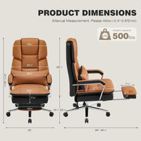 Furniliving Big and Tall Office Chair 500lbs, High Back Executive Leather Office Chair with Footrest.
