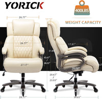Big and Tall 400lbs Office Chair - Adjustable Lumbar Support Quiet Rubber Wheels Heavy Duty Metal Base, High Back Large Executive Computer Desk, Thick Padded Ergonomic Design for Back Pain (Black)