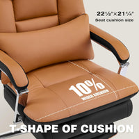 Furniliving Big and Tall Office Chair 500lbs, High Back Executive Leather Office Chair with Footrest.