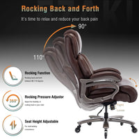 Big and Tall 400lbs Office Chair - Adjustable Lumbar Support Quiet Rubber Wheels Heavy Duty Metal Base, High Back Large Executive Computer Desk, Thick Padded Ergonomic Design for Back Pain (Black)