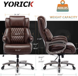 Big and Tall 400lbs Office Chair - Adjustable Lumbar Support Quiet Rubber Wheels Heavy Duty Metal Base, High Back Large Executive Computer Desk, Thick Padded Ergonomic Design for Back Pain (Black)