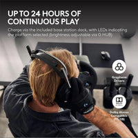 Logitech G Astro A50 X Omni-Platform Wireless Gaming Headset + Base Station for PS5, Xbox, PC: PLAYSYNC Video & Audio Switcher, HDMI 2.1 4K 120Hz VRR, &lt;24 bit/48 kHz, 24hr Battery, 2.4GHz & BT - Black