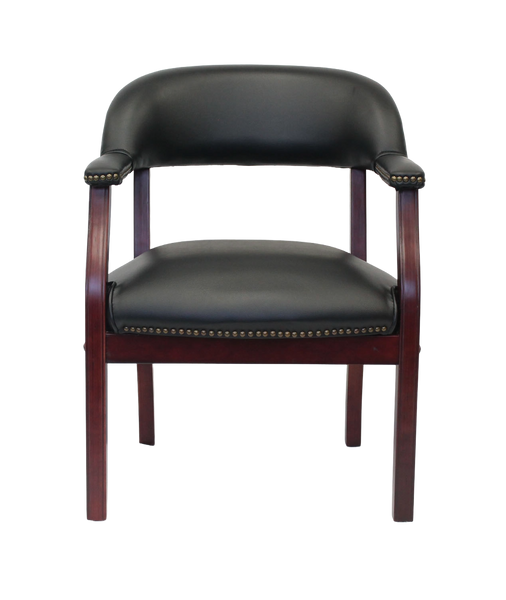 Boss Captain’s guest, accent or dining chair in Black Caressoft Vinyl W/Casters