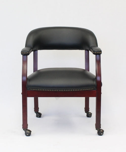 Boss Captain’s guest, accent or dining chair in Black Caressoft Vinyl W/ Casters