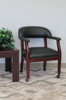 Boss Captain’s guest, accent or dining chair in Black Caressoft Vinyl W/ Casters