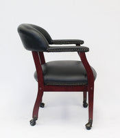 Boss Captain’s guest, accent or dining chair in Black Caressoft Vinyl W/ Casters