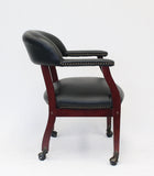 Boss Captain’s guest, accent or dining chair in Black Caressoft Vinyl W/ Casters