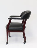 Boss Captain’s guest, accent or dining chair in Black Caressoft Vinyl W/ Casters