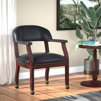Boss Captain’s guest, accent or dining chair in Black Caressoft Vinyl W/ Casters