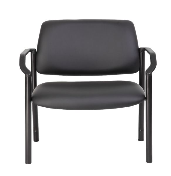 Boss Office Products Big and Tall Antimicrobial Vinyl Guest Chair, Black