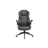 Boss Office Products High Back Flip Arm Vinyl Executive Chair in Black