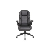 Boss Office Products High Back Flip Arm Vinyl Executive Chair in Black