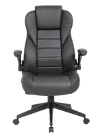 Boss Office Products High Back Flip Arm Vinyl Executive Chair in Black