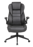 Boss Office Products High Back Flip Arm Vinyl Executive Chair in Black