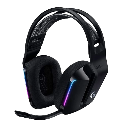 Logitech G733 LIGHTSPEED Wireless RGB Gaming Headset w/ Suspension Headband On Ear Controls, Memory Foam Ear Pads - Black