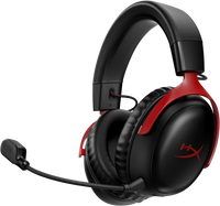 HyperX Cloud III Wireless – Gaming Headset for PC, PS5, PS4, up to 120-hour Battery, 2.4GHz Wireless, DTS Spatial Audio, 53mm Angled Drivers, Memory Foam, Durable Frame, 10mm Microphone, Black/Red