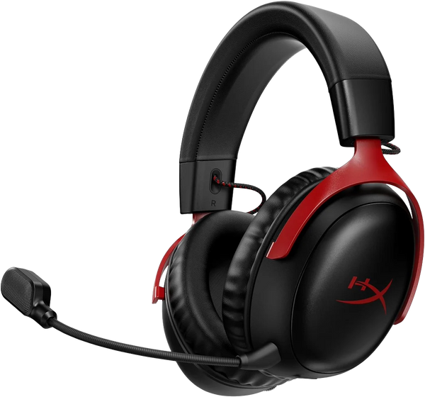 HyperX Cloud III Wireless – Gaming Headset for PC, PS5, PS4, up to 120-hour Battery, 2.4GHz Wireless, DTS Spatial Audio, 53mm Angled Drivers, Memory Foam, Durable Frame, 10mm Microphone, Black/Red