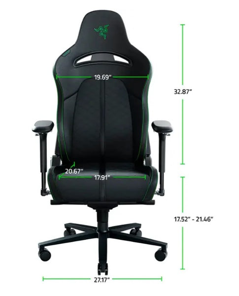 Razer - Enki Gaming Chair for All-Day Comfort - Black/Green