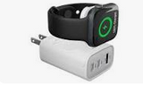 SpeedBoost 43W Three-Port USB-C PD + USB Fast Wall Charger with Built-In Apple Watch Charger | White