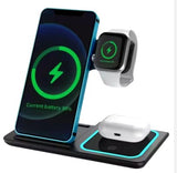 Wireless 3 n 1 Foldable Charger 15W Fast Charging Stand Desktop Charging Station For iPhone to Smart Watch