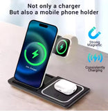 Wireless 3 n 1 Foldable Charger 15W Fast Charging Stand Desktop Charging Station For iPhone to Smart Watch