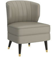 Kyrie Accent Chair in Grey-Beige and Espresso