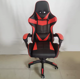Ergonomic Gaming Chair in Black-White Color With 7 Vibrating Massage Points and Multi-Color Lighting Effects with Foot Rest.