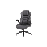 Boss Office Products High Back Flip Arm Vinyl Executive Chair in Black