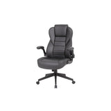 Boss Office Products High Back Flip Arm Vinyl Executive Chair in Black