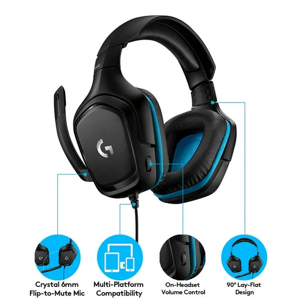 Logitech G432 DTS x 7.1 Surround Sound Wired Gaming Headset Leatherette for wired consoles
