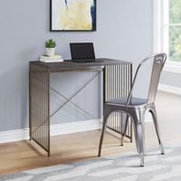 Zemo Desk Gray & Antique Gold